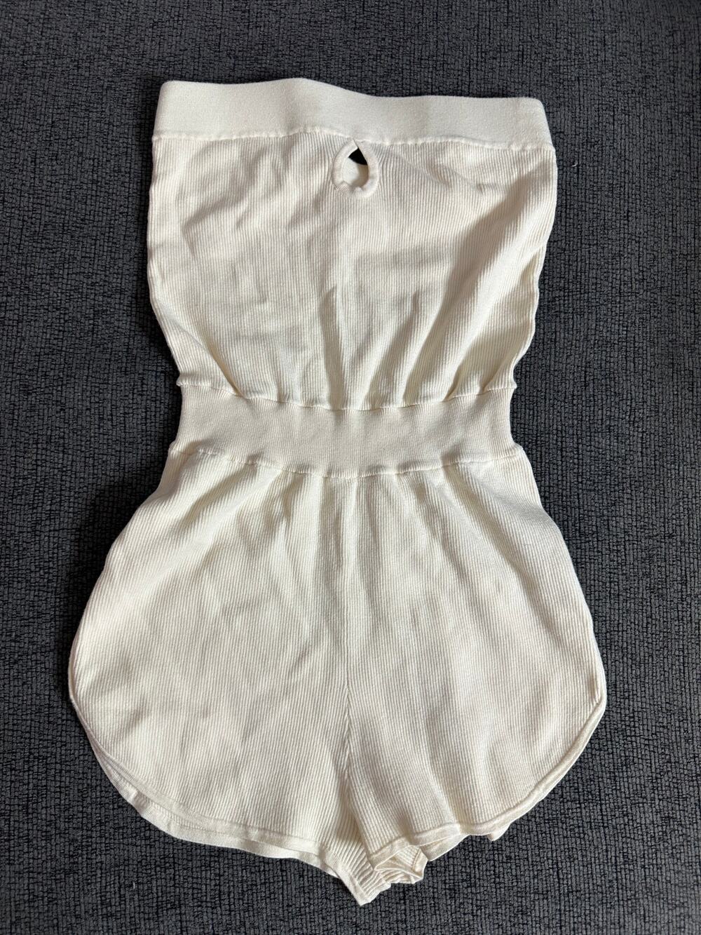 Live The Process Ribbed Knit Strapless Romper Keyhole Cutout Playsuit size S